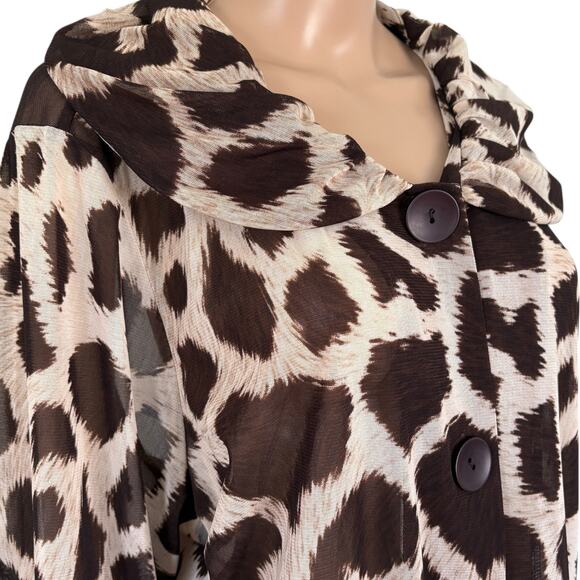 Laura Ashley Woman 2X Leopard Animal Print Semi Sheer Blouse Mob Wife Western - Picture 3 of 10